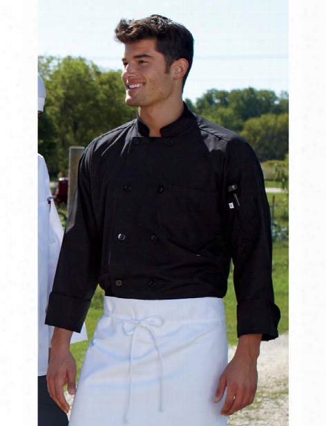 Uncommon Threads Classic Poplin Chef Coat - Black - Unisex - Chefwear