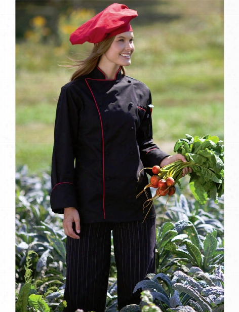 Uncommon Threads Murano Executive Chef Coat - Black-red Piping - Unisex - Chefwear