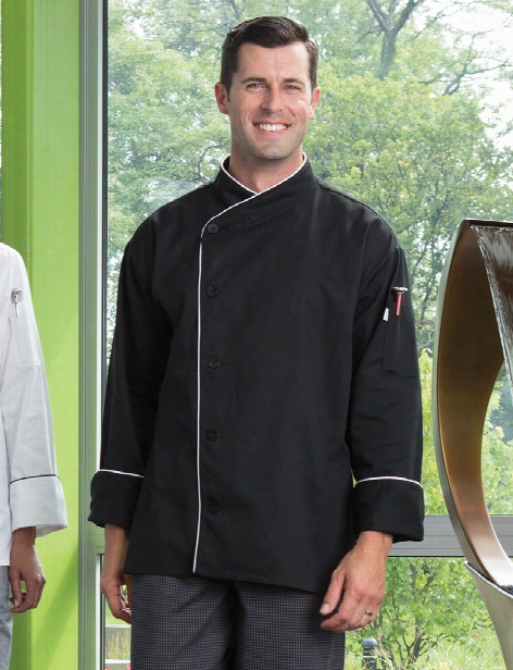 Uncommon Threads Panama Chef Coat - Black-white Piping - Unisex - Chefwear