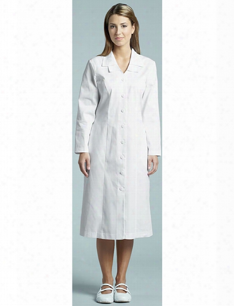 White Cross Button Front Princess Seam Dress - White - Female - Women's Scrubs