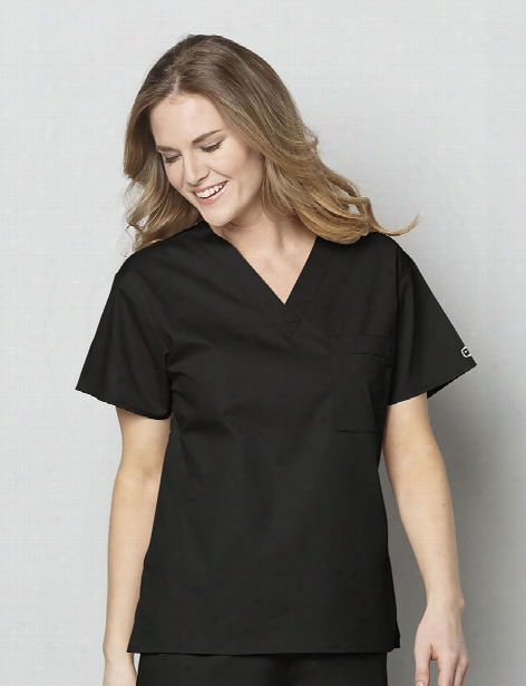 Wonderwink Wonderwork Unisex V-neck Scrub Top - Black - Unisex - Unisex