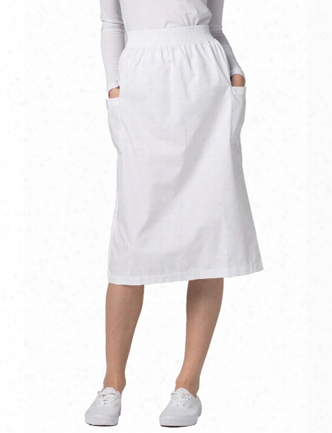 Adar A-line Patch Cargo Pocket Skirt - White - Female - Women's Scrubs