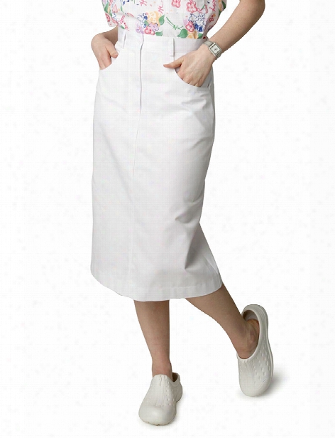 Adar Jean Style Twill Skirt - White - Female - Women's Scrubs