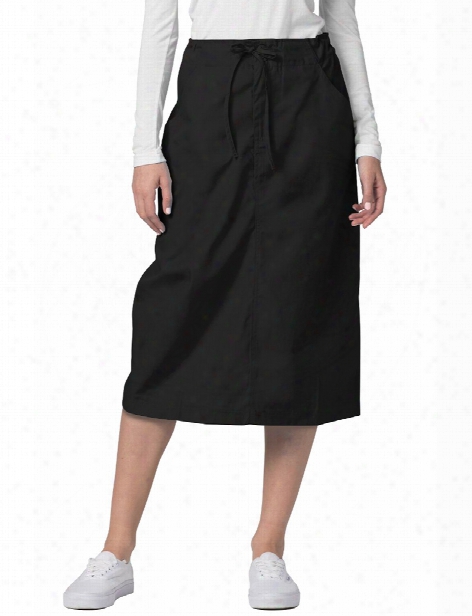 Adar Mid-calf Length Drawstring Skirt - Black - Female - Women's Scrubs