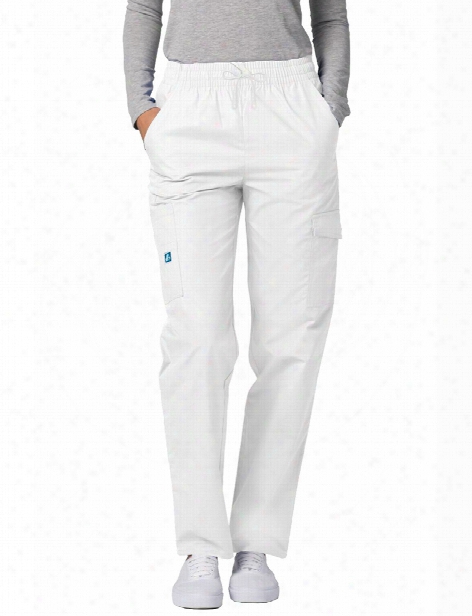 Adar Multi Pocket White Twill Cargo Scrub Pant - White - Female - Women's Scrubs