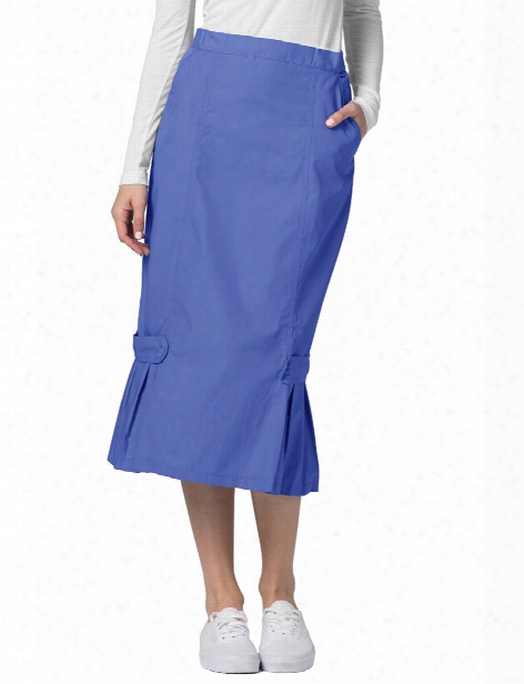 Adar Tabbed Pleat Panel Skirt - Ceil Blue - Female - Women's Scrubs