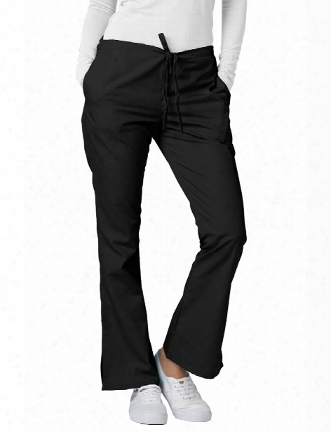 Adar Universal Flare Leg Drawstring Scrub Pant - Black - Female - Women's Scrubs