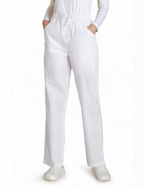 Adar Universal Mock Fly Drawstring Scrub Pant - White - Female - Women's Scrubs