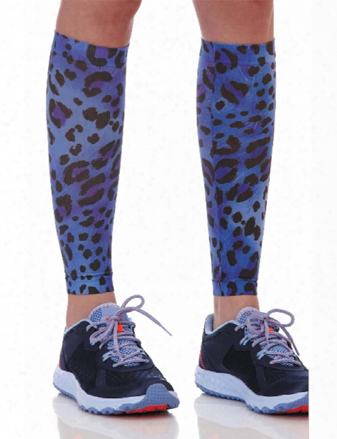 Amps Cheetah Print Calf Compression Sleeve - Blue Cheetah - Female - Women's Scrubs