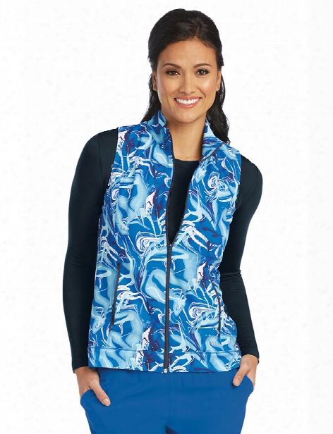 Barco One Blue Ocean Zip Vest - Print - Female - Women's Scrubs