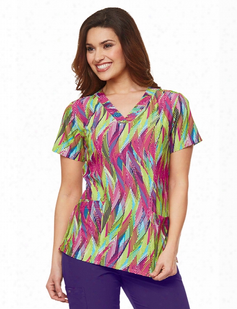 Barco One Feather Multi Scrub Top - Print - Female - Women's Scrubs