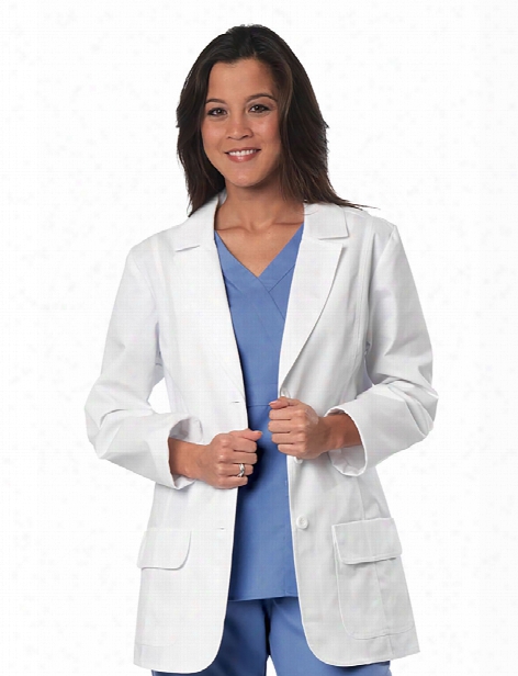 Barco Overpro 2 Pocket 28" Button Front Labcoat - White - Female - Women's Scrubs