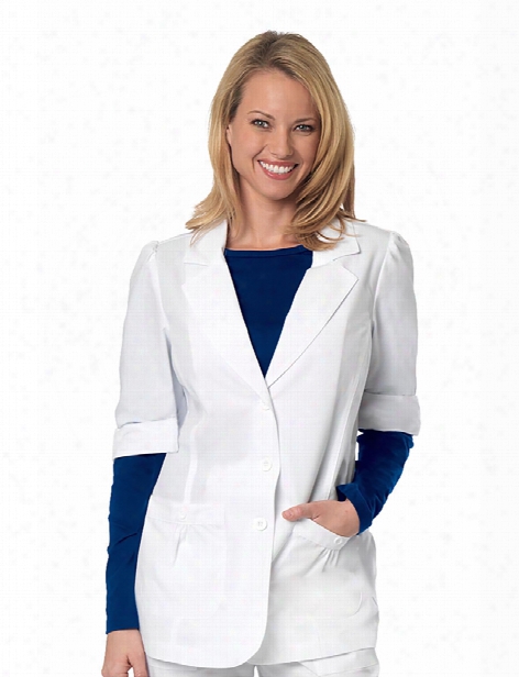 Barco Overpro 2 Pocket Short Sleeve Labcoat - White - Female - Women's Scrubs