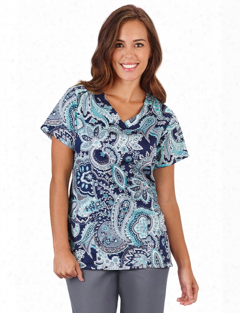 Bio Ocean Paisley Scrub Top - Print - Female - Women's Scrubs