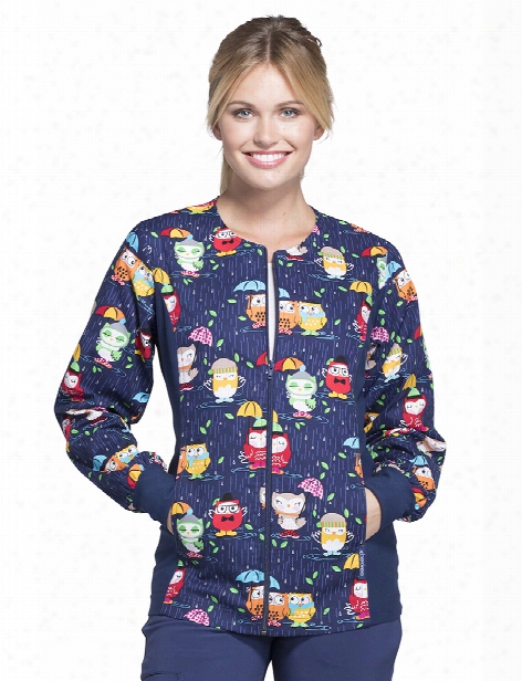 Cherokee Flexibles Playful Puddles Warm-up Jacket - Print - Female - Women's Scrubs