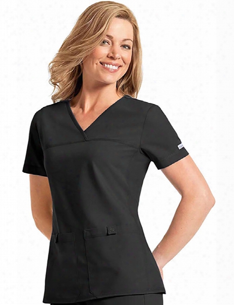 Cherokee Flexibles V-neck Solid Scrub Top - Black - Female - Women's Scrubs