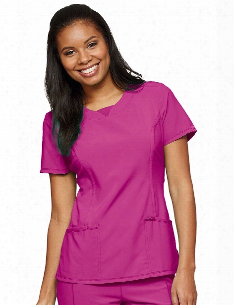 Cherokee Infinity Antimicrobial Round Neck Scrub Top - Power Befry - Female - Women's Scrub S