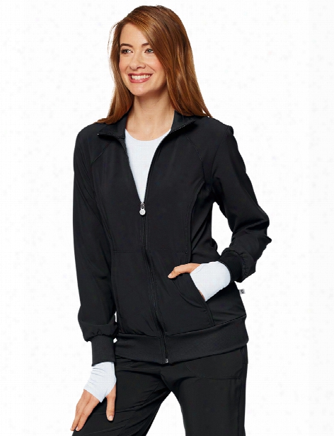 Cherokee Infinity Antimicrobial Zip Front Warm-up Jacket - Black - Female - Women's Scrubs