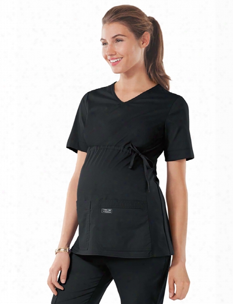 Cherokee Workwear Core Stretch Maternity V-neck Top - Black - Female - Women's Scrubs