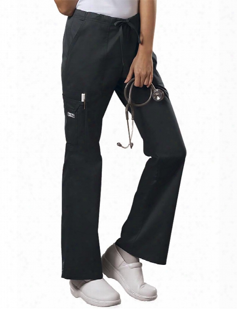 Cherokee Workwear Core Stretch Mid Rise Drawstring Cargo Pant - Black - Female - Women's Scrubs