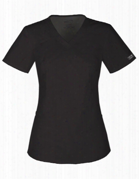 Cherokee Workwear Core Stretch V-neck Top - Black - Female - Women's Scrubs