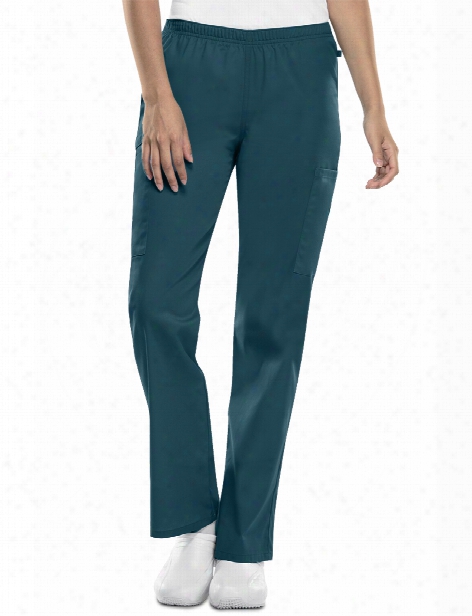 Cherokee Workwear Flex Antimicrobial Straight Leg Elastic Waist Scrub Pant - Caribbean Blue - Female - Women's Scrubs