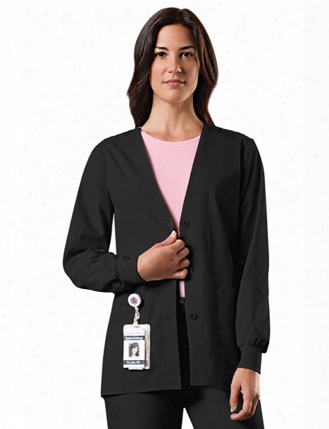 Cherokee Workwear Originals Cardigan Warm-up Scrub Jacket - Black - Female - Women's Scrubs