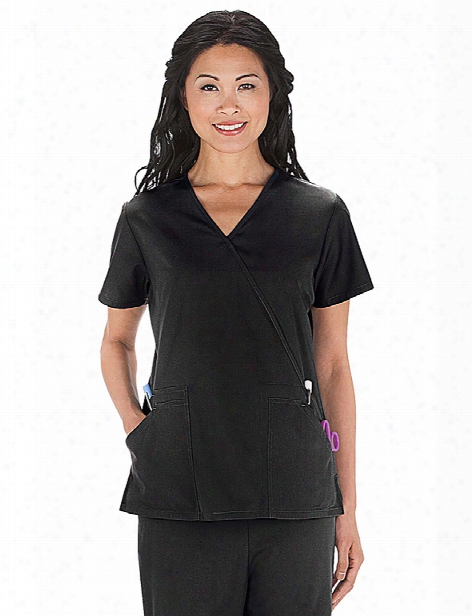 Cherokee Workwear Originals Mock Wrap Scrub Top - Black - Female - Women's Scrubs