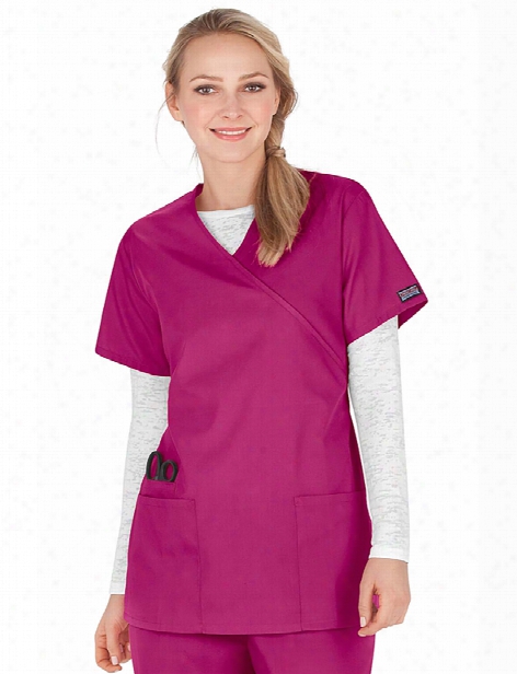 Cherokee Workwear Originals Mock Wrap Tunic Scrub Top - Azalea - Female - Women's Csrubs