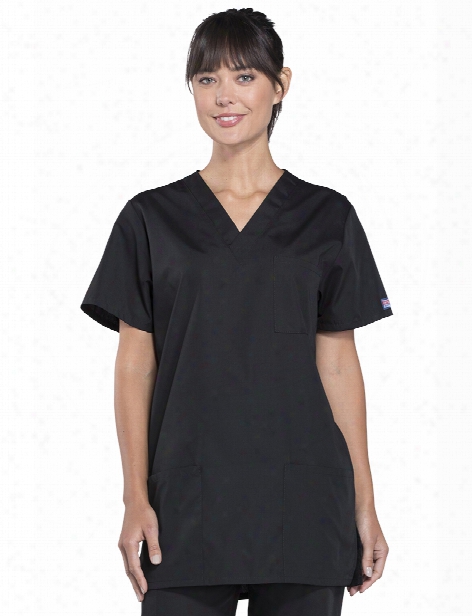 Cherkoee Workwear Originals Unisex V-neck Scrub Top - Black - Unisex - Unisex