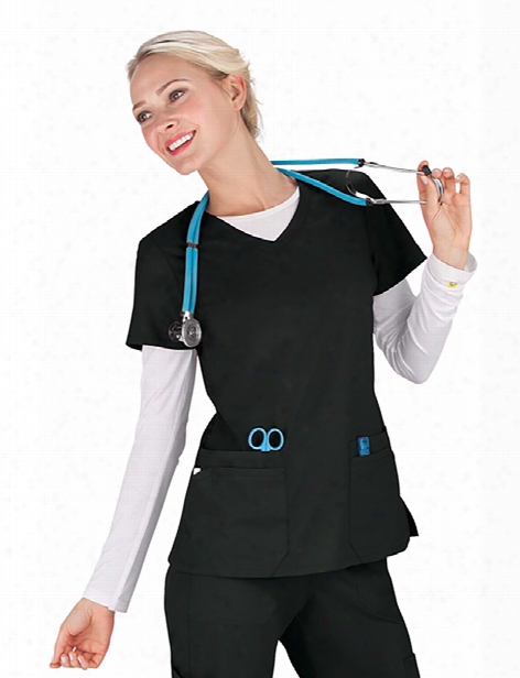 Dickies Eds Signature Jr. Fit V-neck Scrub Top - Black - Female - Women's Scrubs