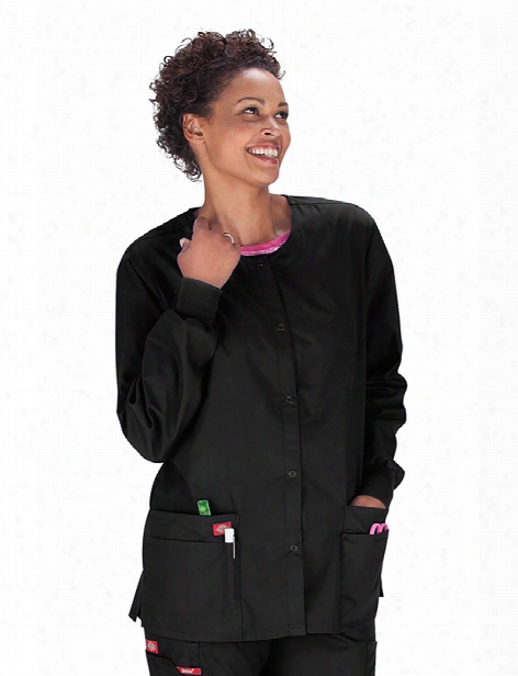 Dickies Eds Signature Snap Front Warm-up Scrub Jacket - Black - Female - Women's Scrubs