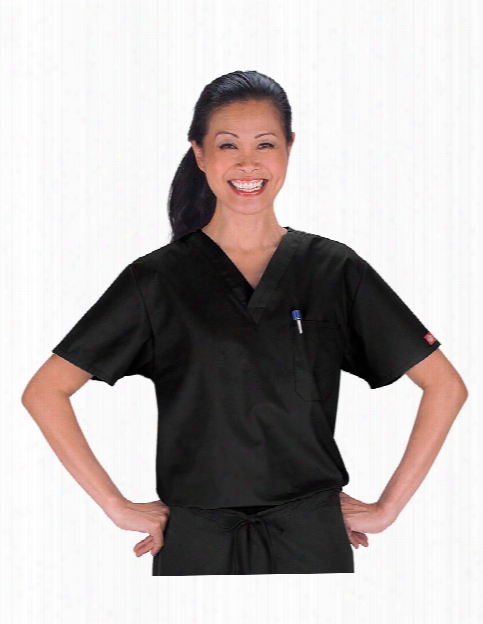 Dickies Eds Signature Unisex V-neck Scrub Top - Black - Unisex - Unisex