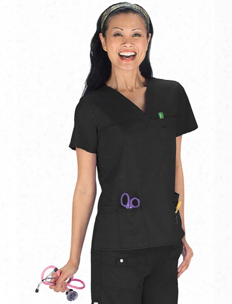 Dickies Gen Flex Youtility Contemporary Fit V-neck Top - Black - Female - Women's Scrubs