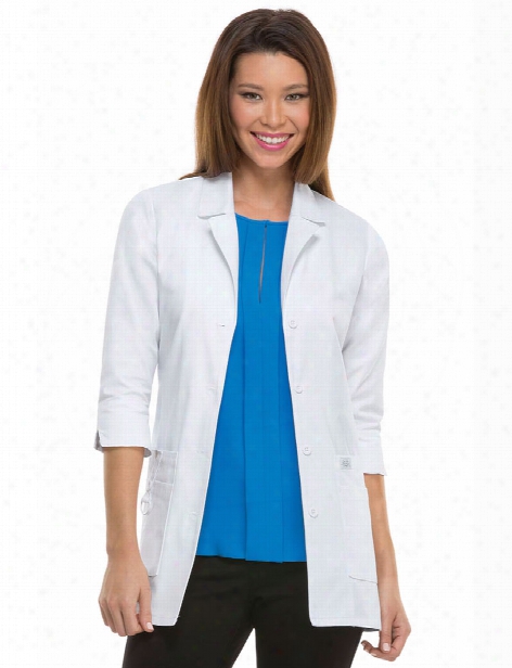 Dickies Women€&trade;s 30€ Contemporary Fit 3/4 Sleeve Lab Coat - White - Female - Women's Scrubs