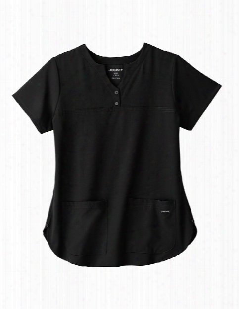 Jockey Classic Button Placket Shirttail Scrub Top - Black - Female - Women's Scrubs