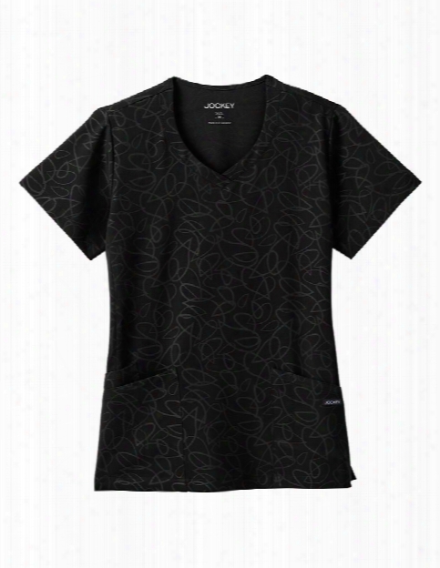 Jockey Modern Angled Pocket Embossed Scrub Top - Black - Female - Women's Scrubs