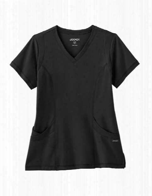 Jockey Modern Mesh Trim Scrub Top - Black - Female - Women's Scrubs