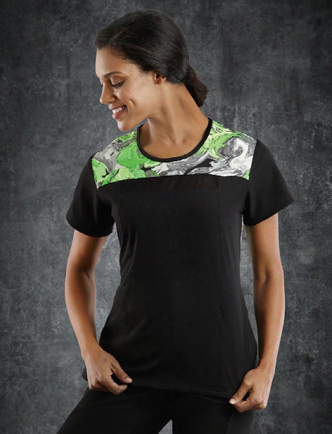 Jockey Performance Rx Kinetic Grey Scrub Top - Print - Female - Women's Scrubs