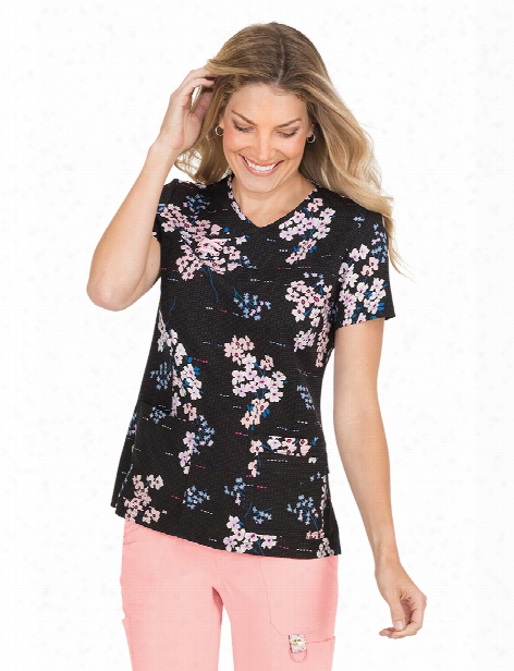 Koi Flower Twigs Serena Scrub Surface - Print - Female - Women's Scrubs