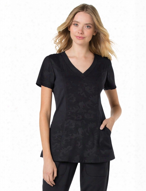 Koi Lite Asana Scrub Top - Black Emboss - Female - Women's Scrubs