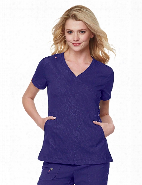 Koi Lite Philosophy Embossed Scrub Top - Grape Emboss - Female - Women's Scrubs