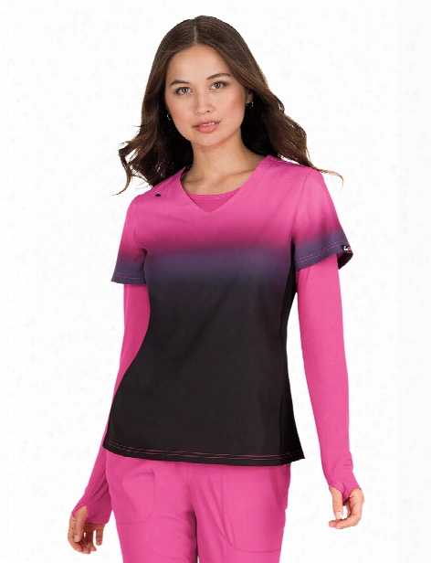 Koi Lite Reform Ombre Scrub Top - Flamingo-black - Female - Women's Scrubs