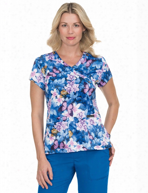 Koi Mariposa Butterfly Effect Paulina Scrub Top - Print - Female - Women's Scrubs