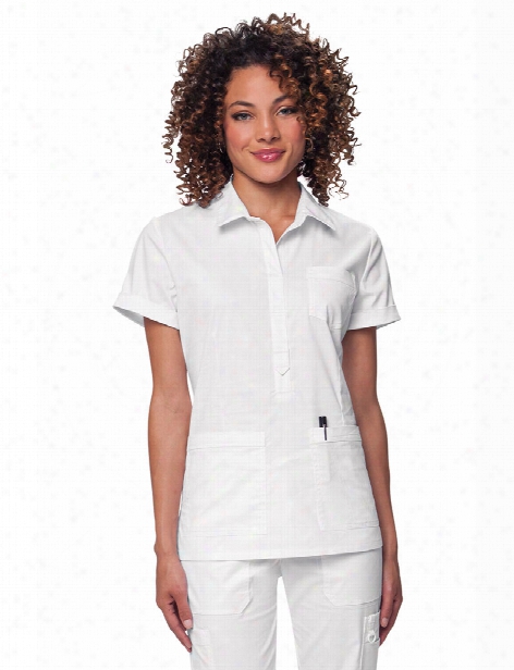 Koi Stretch Felicia Scrub Top - White - Female - Women's Scrubs