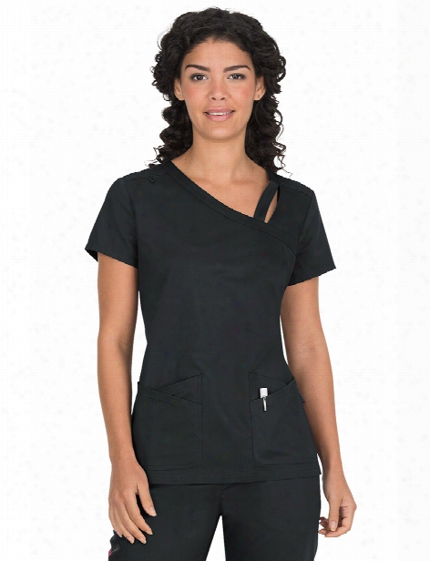 Koi Stretch Leah Scrub Top - Black - Female - Women's Scrubs