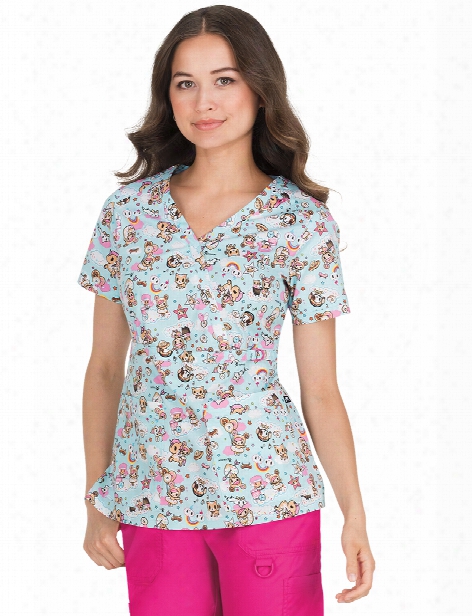 Koi Stretch Luna Tokidoki Cotton Candy Scrub Top - Print - Female - Women's Scrubs