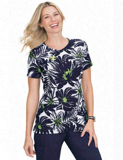 Koi Windy Tropical Serena Scrub Top - Print - Female - Women's Scrubs