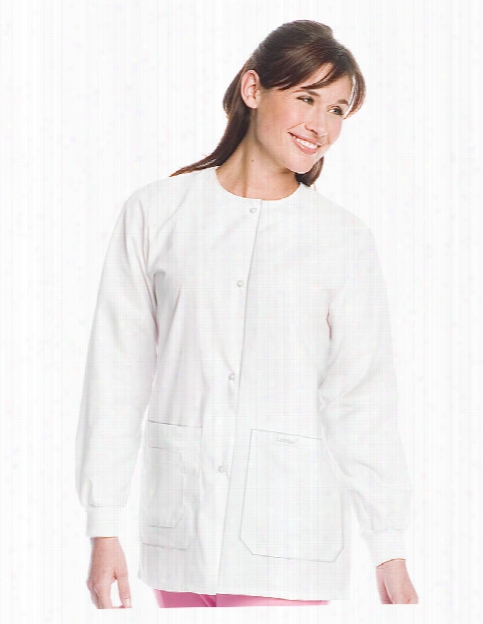 Landau Drawstring Warm-up Jacket - White - Female - Women's Scrubs