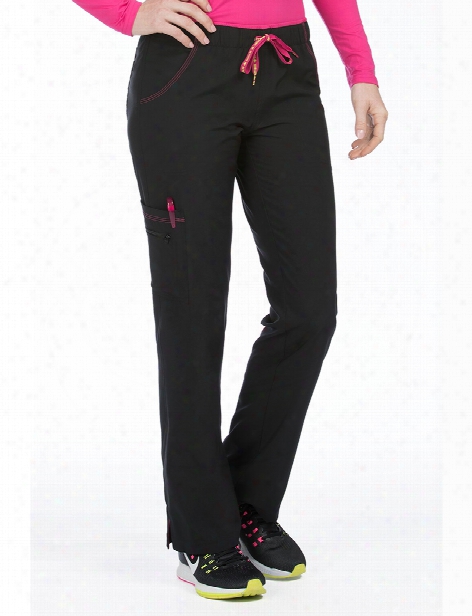 Med Couture Activate Color Block Scrub Pant - Black-pink Punch - Female - Women's Scrubs